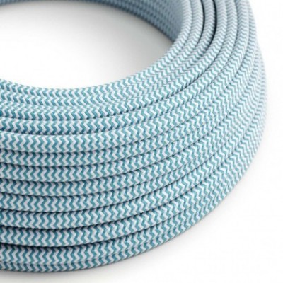 Cable Eléctrico Redondo Recubierto en tejido Efecto Seda ZigZag, Turquesa RZ11