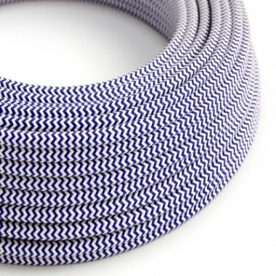 Cable Eléctrico Redondo Recubierto en tejido Efecto Seda ZigZag, Azul RZ12