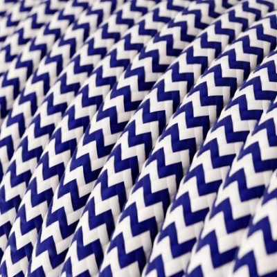 Cable Eléctrico Redondo Recubierto en tejido Efecto Seda ZigZag, Azul RZ12