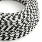 Cable Eléctrico Redondo Recubierto en tejido Efecto Seda Bicolor, Negro RP04
