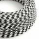 Cable Eléctrico Redondo Recubierto en tejido Efecto Seda Bicolor, Negro RP04