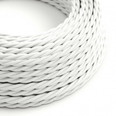 Cable Eléctrico Trenzado Recubierto en tejido Efecto Seda Color Sólido Blanco TM01