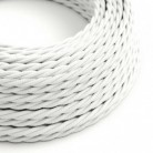 Cable Eléctrico Trenzado Recubierto en tejido Efecto Seda Color Sólido Blanco TM01