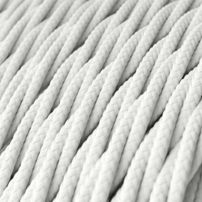 Cable Eléctrico Trenzado Recubierto en tejido Efecto Seda Color Sólido Blanco TM01