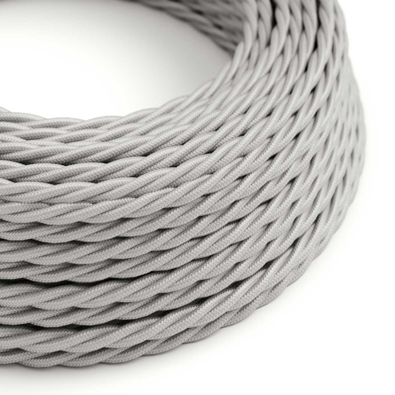 Cable Eléctrico Trenzado Recubierto en tejido Efecto Seda Color Sólido, Plateado TM02