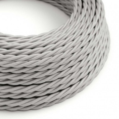 Cable Eléctrico Trenzado Recubierto en tejido Efecto Seda Color Sólido, Plateado TM02