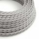 Cable Eléctrico Trenzado Recubierto en tejido Efecto Seda Color Sólido, Plateado TM02