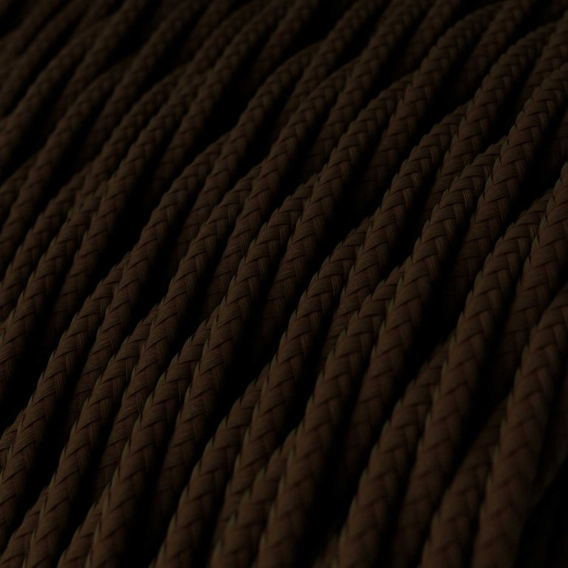 Cable Eléctrico Trenzado Recubierto en tejido Efecto Seda Color Sólido, Marrón TM13