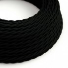 Cable Eléctrico Trenzado Recubierto en tejido Efecto Seda Color Sólido, Negro TM04