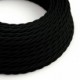 Cable Eléctrico Trenzado Recubierto en tejido Efecto Seda Color Sólido, Negro TM04