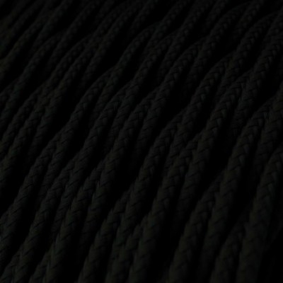 Cable Eléctrico Trenzado Recubierto en tejido Efecto Seda Color Sólido, Negro TM04