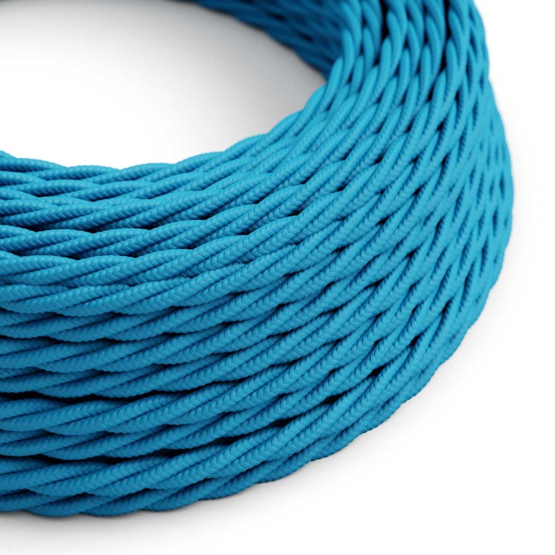 Cable Eléctrico Trenzado Recubierto en tejido Efecto Seda Color Sólido, Turquesa TM11