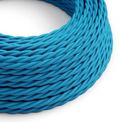 Cable Eléctrico Trenzado Recubierto en tejido Efecto Seda Color Sólido, Turquesa TM11
