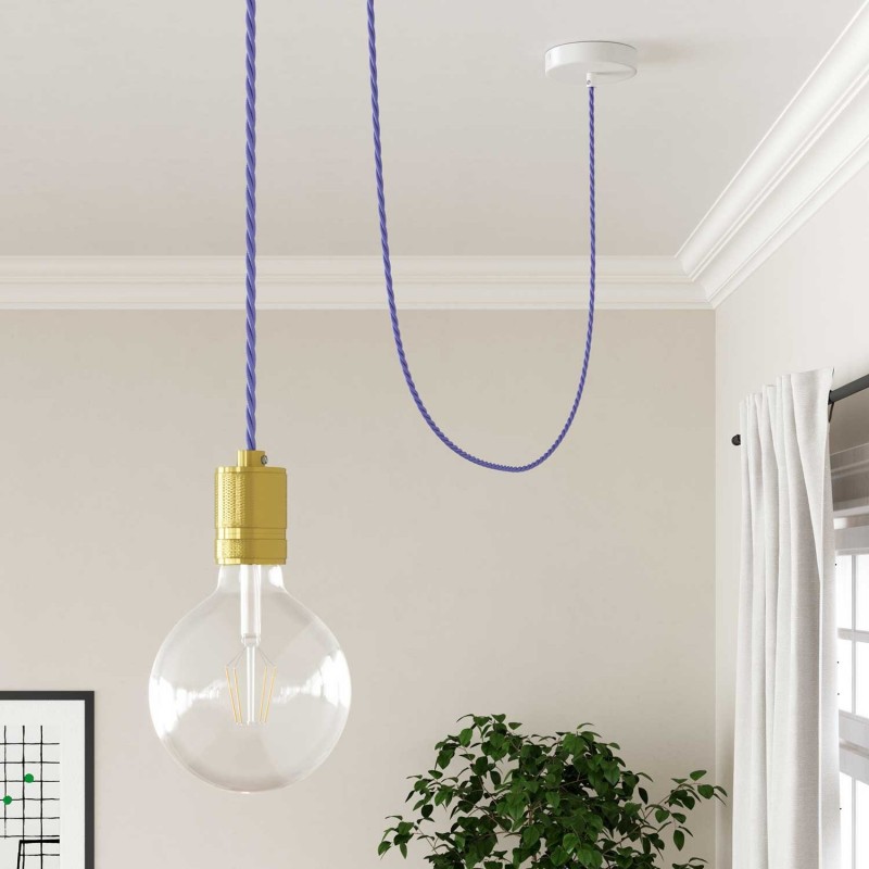 Cable Eléctrico Trenzado Recubierto en tejido Efecto Seda Color Sólido, Lila TM07