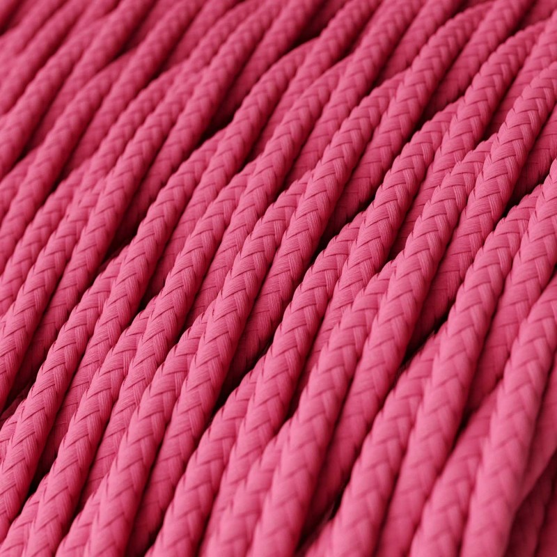 Cable Eléctrico Trenzado Recubierto en tejido Efecto Seda Color Sólido, Fuchsia TM08