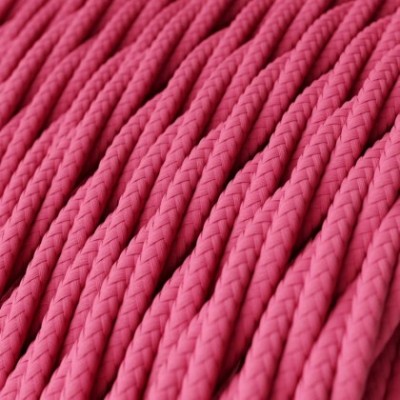 Cable Eléctrico Trenzado Recubierto en tejido Efecto Seda Color Sólido, Fuchsia TM08