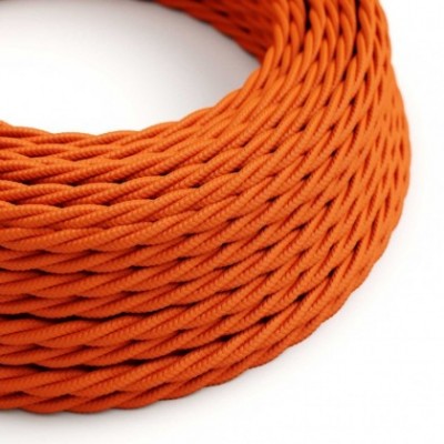 Cable Eléctrico Trenzado Recubierto en tejido Efecto Seda Color Sólido, Naranja TM15