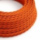 Cable Eléctrico Trenzado Recubierto en tejido Efecto Seda Color Sólido, Naranja TM15