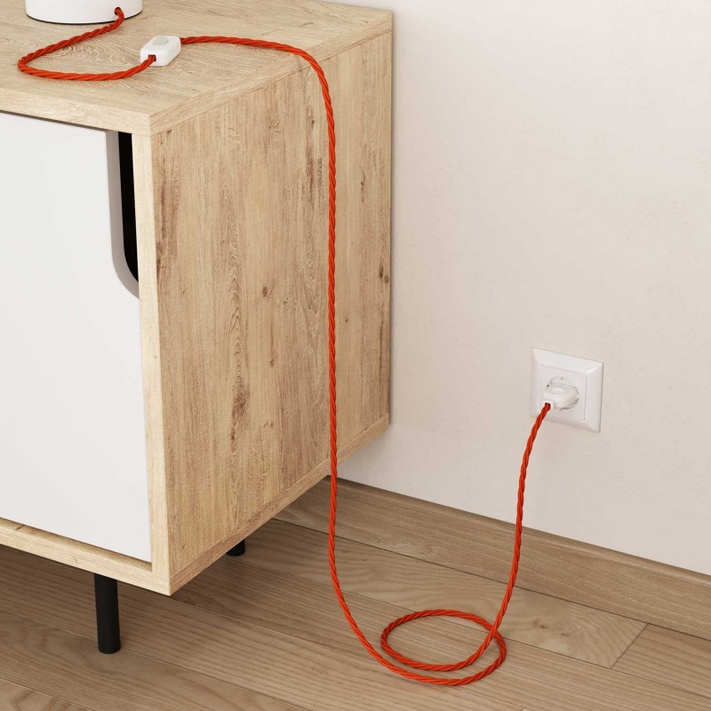 Cable Eléctrico Trenzado Recubierto en tejido Efecto Seda Color Sólido, Naranja TM15