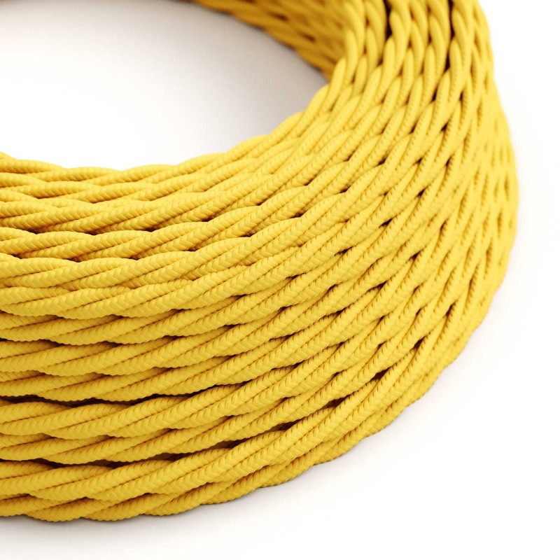 Cable Eléctrico Trenzado Recubierto en tejido Efecto Seda Color Sólido, Amarillo TM10