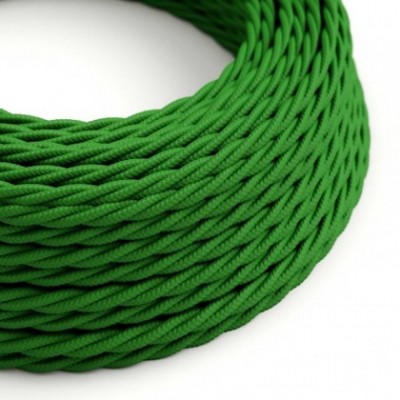 Cable Eléctrico Trenzado Recubierto en tejido Efecto Seda Color Sólido, Verde TM06