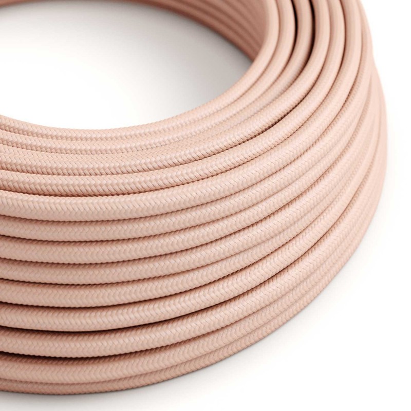 Cable Eléctrico Redondo Recubierto en tejido Efecto Seda Color Sólido, Rosa Baby RM16