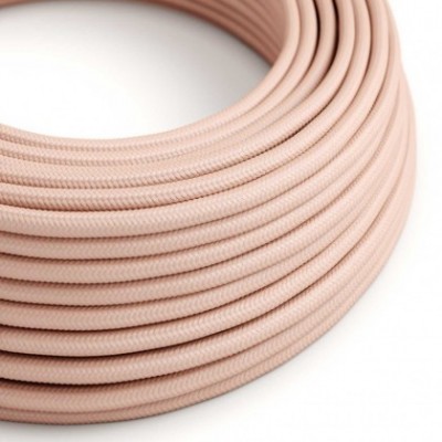 Cable Eléctrico Redondo Recubierto en tejido Efecto Seda Color Sólido, Rosa Baby RM16