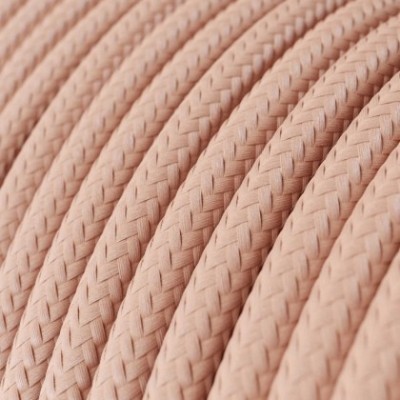 Cable Eléctrico Redondo Recubierto en tejido Efecto Seda Color Sólido, Rosa Baby RM16