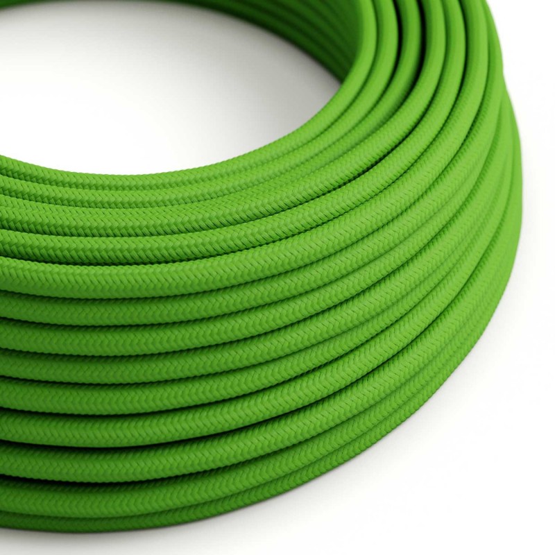 Cable Eléctrico Redondo Recubierto en tejido Efecto Seda Color Sólido, Verde Lima RM18