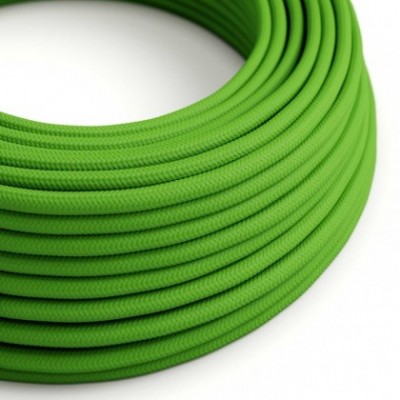 Cable Eléctrico Redondo Recubierto en tejido Efecto Seda Color Sólido, Verde Lima RM18