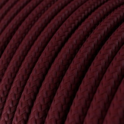 Cable Eléctrico Redondo Recubierto en tejido Efecto Seda Color Sólido, Bordeos RM19