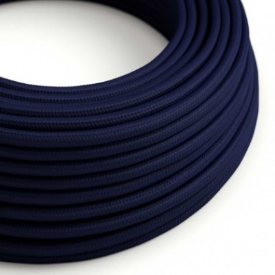 Cable Eléctrico Redondo Recubierto en tejido Efecto Seda Color Sólido, Azul Marino RM20