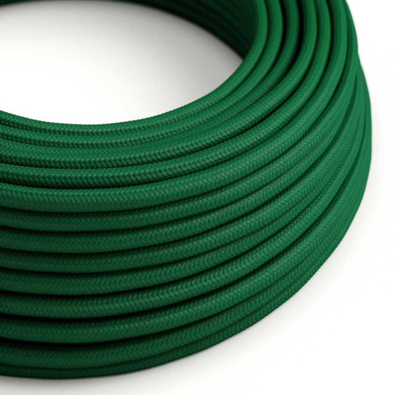 Cable Eléctrico Redondo Recubierto en tejido Efecto Seda Color Sólido, Verde Oscuro RM21
