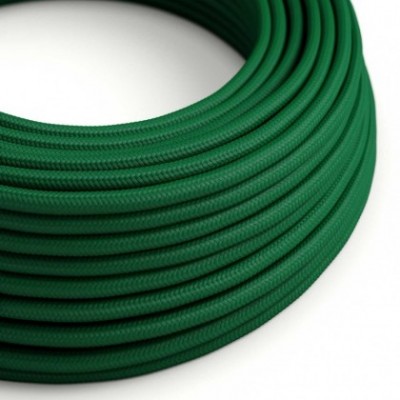Cable Eléctrico Redondo Recubierto en tejido Efecto Seda Color Sólido, Verde Oscuro RM21