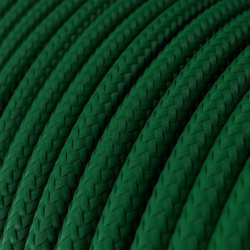 Cable Eléctrico Redondo Recubierto en tejido Efecto Seda Color Sólido, Verde Oscuro RM21