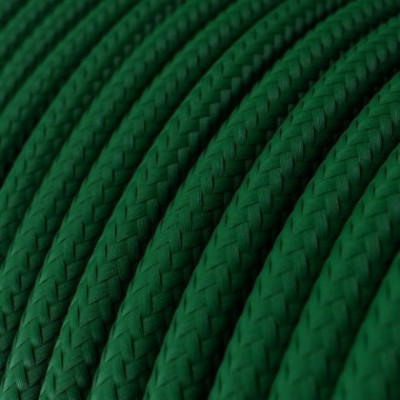 Cable Eléctrico Redondo Recubierto en tejido Efecto Seda Color Sólido, Verde Oscuro RM21