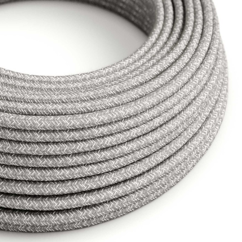 Cable Eléctrico Redondo Recubierto en Lino Natural Gris RN02