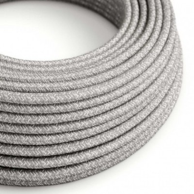 Cable Eléctrico Redondo Recubierto en Lino Natural Gris RN02