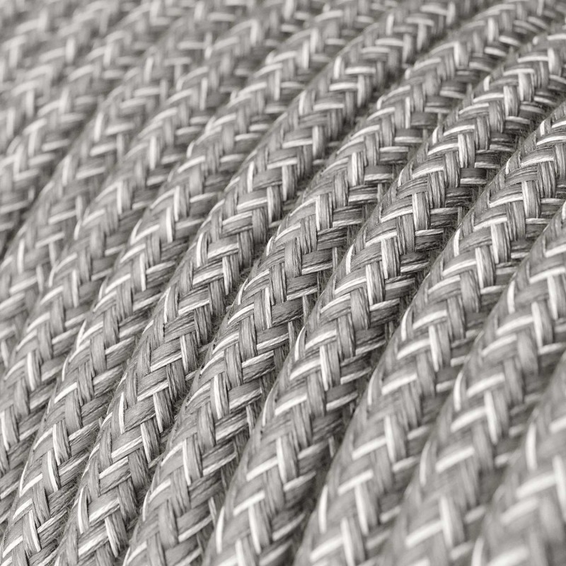 Cable Eléctrico Redondo Recubierto en Lino Natural Gris RN02