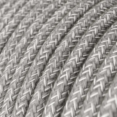 Cable Eléctrico Redondo Recubierto en Lino Natural Gris RN02