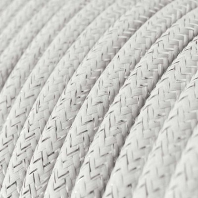 Cable Eléctrico Redondo Recubierto en tejido Efecto Seda Color Sólido, Blanco Glitter RL01