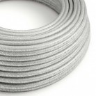 Cable Eléctrico Redondo Recubierto en tejido Efecto Seda Color Sólido, Plateado Glitter RL02