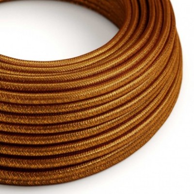 Cable Eléctrico Redondo Recubierto en tejido Efecto Seda Color Sólido, Cobre Glitter RL22