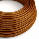 Cable Eléctrico Redondo Recubierto en tejido Efecto Seda Color Sólido, Cobre Glitter RL22