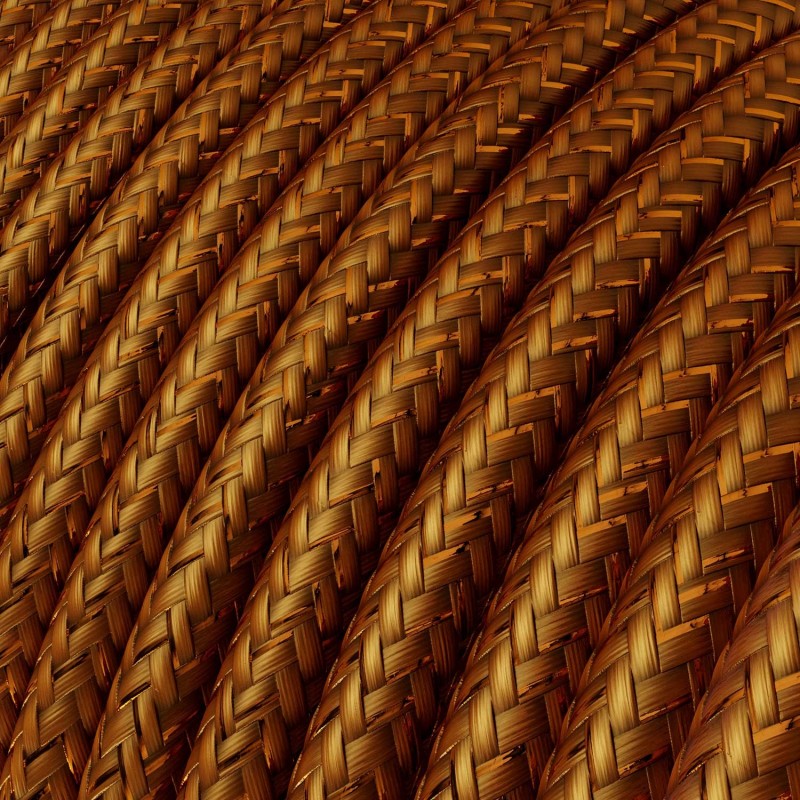 Cable Eléctrico Redondo Recubierto en tejido Efecto Seda Color Sólido, Cobre Glitter RL22