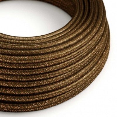Cable Eléctrico Redondo Recubierto en tejido Efecto Seda Color Sólido, Marrón Glitter RL13