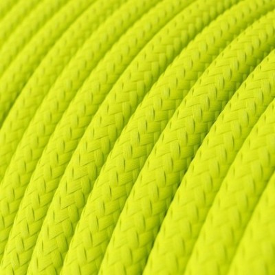 Cable Eléctrico Redondo Recubierto en tejido Efecto Seda Color Sólido, Amarillo Fluo RF10