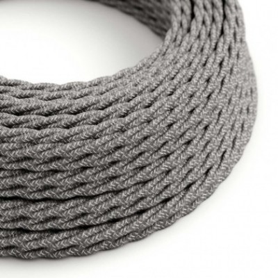 Cable Eléctrico Trenzado Recubierto en Lino Natural Gris TN02