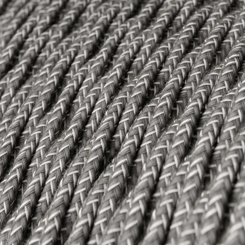 Cable Eléctrico Trenzado Recubierto en Lino Natural Gris TN02