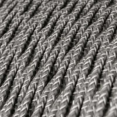 Cable Eléctrico Trenzado Recubierto en Lino Natural Gris TN02